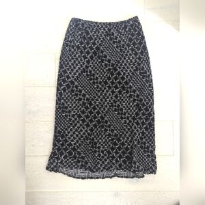 Vintage '90s Abstract Black & Beige Burn Out Velvet Skirt; Size Likely M